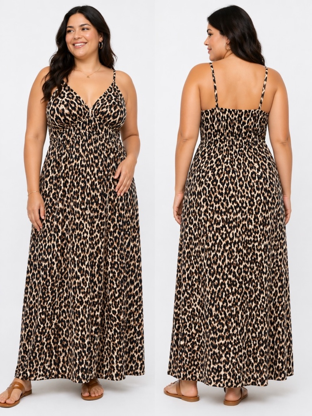 ABSOLUTELY LOVE IT Animal Print Sleeveless Maxi Dress with Adjustable Straps